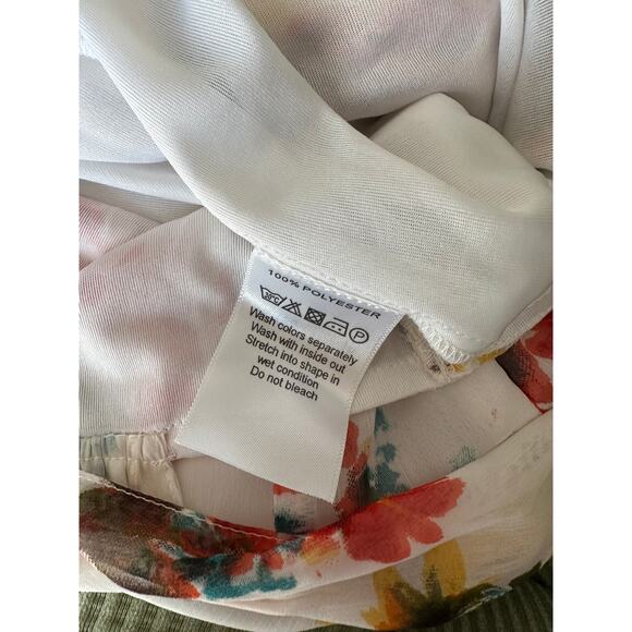 cotonel womens floral tropical midi dress cream orange sleeveless - Picture 11 of 12